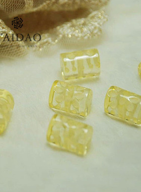 台岛新款扣子手工材料饰品亚克力圆筒珠大衣z2毛衣衬衫纽扣黄色