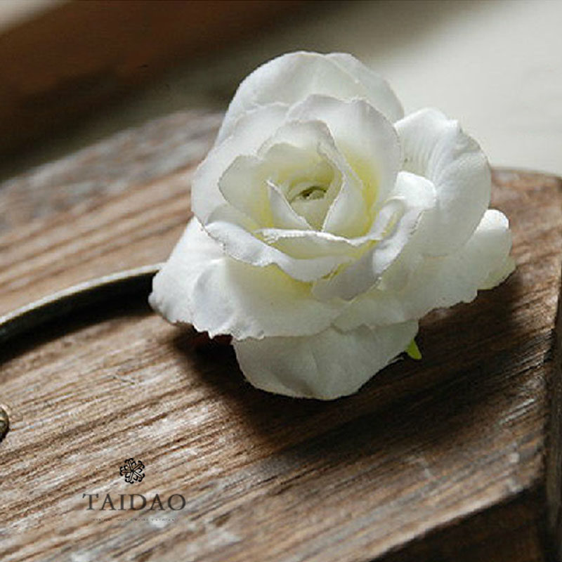 台岛手工绢花布花仿真花玫瑰花假花diy饰品装饰#a2白色胸花