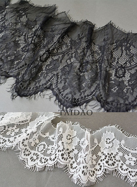 台岛婚纱服装辅料白色黑色精美花边866镂空睫毛蕾丝花边辅料
