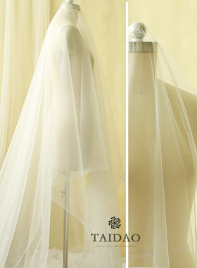 台岛新款加密软网头纱婚礼服舞蹈裙芭蕾服装连衣裙网纱面料白色布