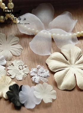 台岛婚纱服装头纱裙摆装饰立体叶子A1压皱花瓣花片白色材料辅料