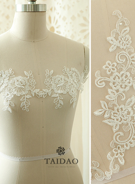 款新款台岛白色蕾丝花边布贴DIY新娘发饰头饰婚鞋头纱材料822贴片