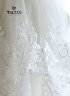 台岛厘米新款欧根纱蕾丝B7婚纱礼服服装底边象牙白色DIY花边辅料