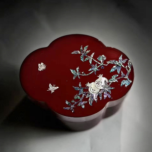 扬州漆器厂漆花非遗文创螺钿海棠窗花磁吸首饰盒收纳盒子2024新款