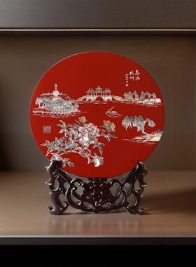 扬州漆器厂专柜贝壳结婚创意摆件