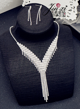 闪钻礼服耳环气质奢华宴会项链