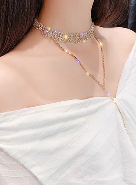 choker年会水钻金属超闪蕾丝颈圈