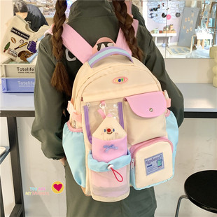 日系轻便大容量书包中小学生三到六年级双肩包高中学生减负背包潮