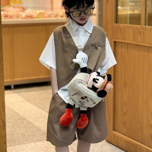 新款 可爱卡通毛绒玩偶米奇斜跨包男女童米老鼠迪士尼出游小包 韩版