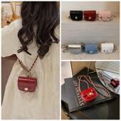 mini挂脖腰包儿童菱格小香风链条包女童时尚 斜跨包女孩配饰零钱包