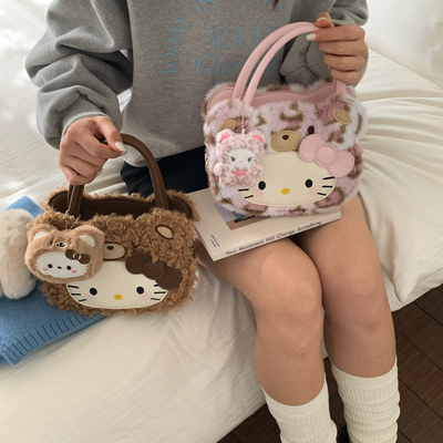 毛绒手提包女秋冬可爱卡通小包
