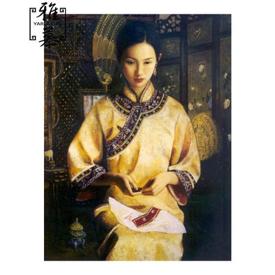 新款正品DMC印花十字绣客厅玄关名画国画中式人物陈逸飞作品淑女