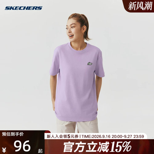 Skechers斯凯奇夏季男女同款运动舒适休闲圆领短袖T恤 L225U094