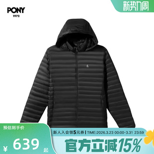 PONY1972 户外运动轻薄保暖鹅绒羽绒服外套244M2OF20 秋冬新品