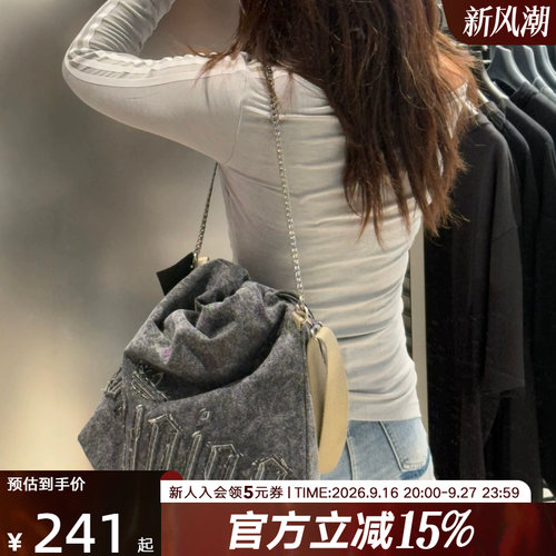 adidas阿迪达斯三叶草牛仔单肩包