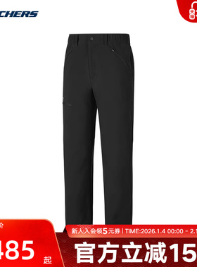 Skechers斯凯奇加绒保暖休闲裤冬男直筒户外长裤 P425M118/0018