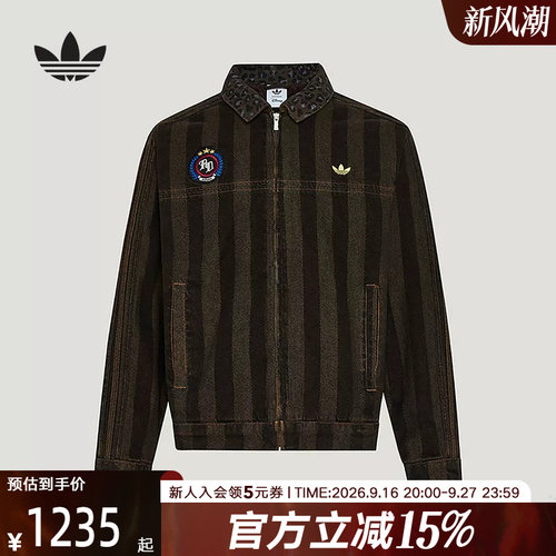 阿迪达斯三叶草冬男疯狂动物城联名复古牛仔夹棉外套棉服 KX4892