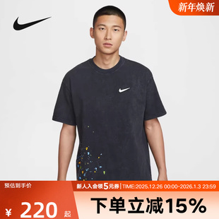 010 复古做旧印花透气圆领运动棉T恤HV1672 Nike耐克短袖 男秋新款