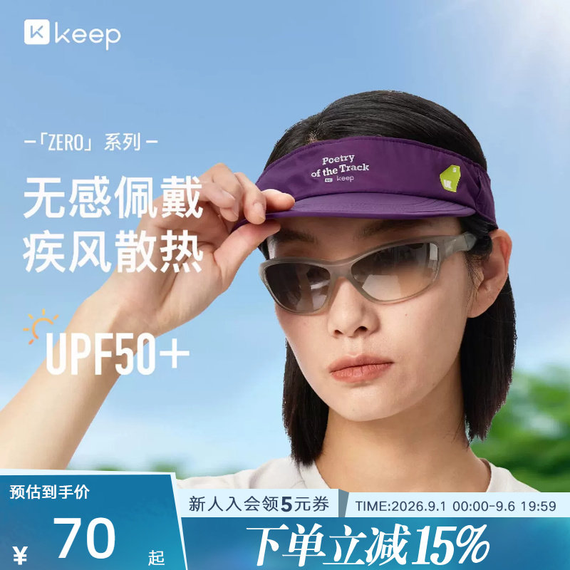 Keep空顶帽户外跑步吸汗防晒帽女网球羽毛球遮阳男防滑运动速干帽图片