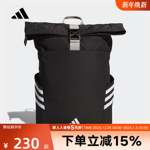 adidas阿迪达斯男女卷盖式大开口设计大容量运动双肩背包黑KC0270