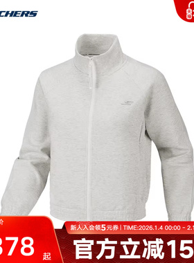 Skechers斯凯奇外套新款女士休闲百搭针织拉链上衣 P126W003/0248