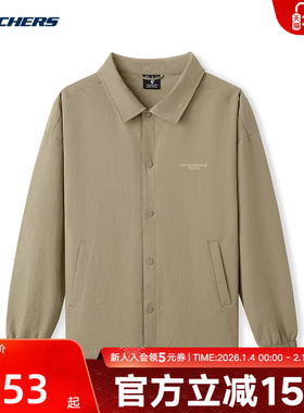 斯凯奇25秋男女同款宽松插肩袖翻领梭织夹克外套 L325U020/03EN
