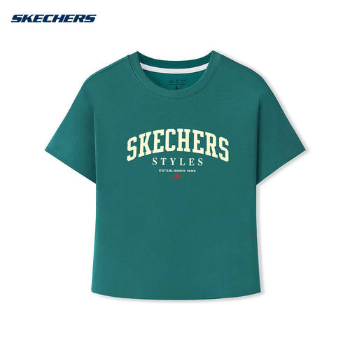 Skechers斯凯奇2026夏女士休闲运动上衣时尚针织短袖T恤 L226W051