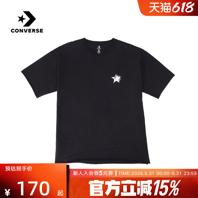 Converse匡威2026夏男女同款黑色圆领运动休闲短袖T恤 UCJ689-023
