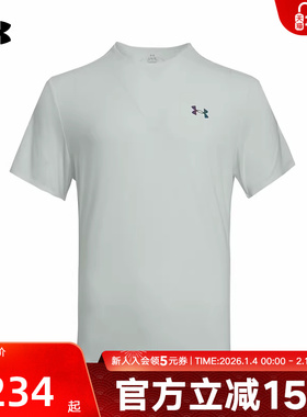 安德玛UA春夏Rush Vent男子训练透气健身运动短袖T恤 1383668-377