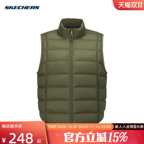 Skechers斯凯奇2026冬季女士羽绒服运动休闲保暖舒适背心P426W131