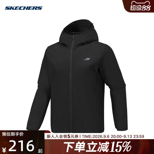 Skechers斯凯奇2026春夏新款男款连帽梭织透气轻薄外套 P326M070