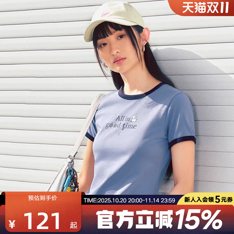 PUMA彪马短袖女装秋季新款休闲运动上衣透气短款圆领t恤634798-92