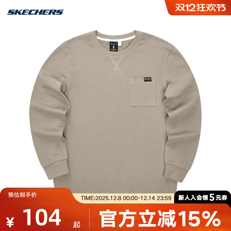 Skechers斯凯奇男士秋季圆领休闲针织长袖T恤衫 L324M021/01NC