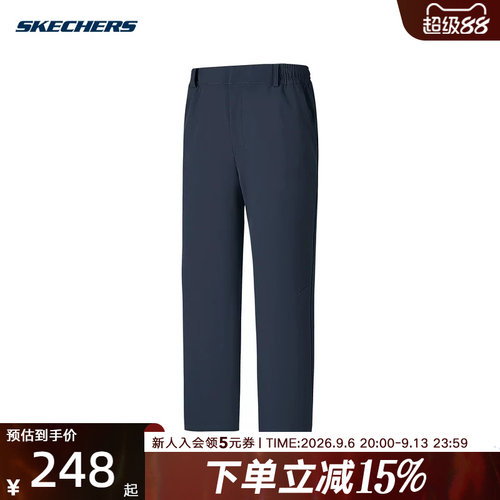 斯凯奇秋新款男士加绒舒适休闲运动阔腿裤直筒长裤 P325M116/0515