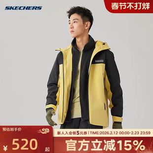 斯凯奇梭织外套三合一拒水防风摇粒绒中层保暖夹克上衣P425M136