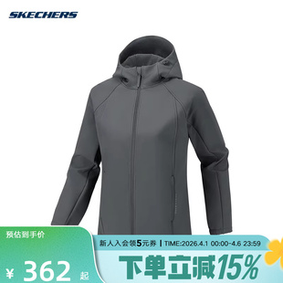 Skechers斯凯奇26春女防风保暖运动连帽梭织外套 013P P126W001