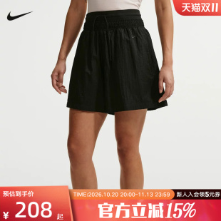 NIKE耐克夏季女子宽松高腰轻盈刺绣小标不易撕裂短裤IF0564-010