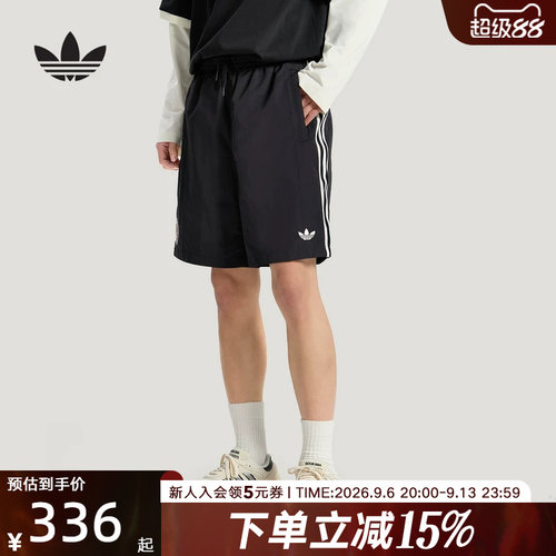 adidas阿迪达斯三叶草2026夏季男三条纹运动梭织休闲短裤 KY3339