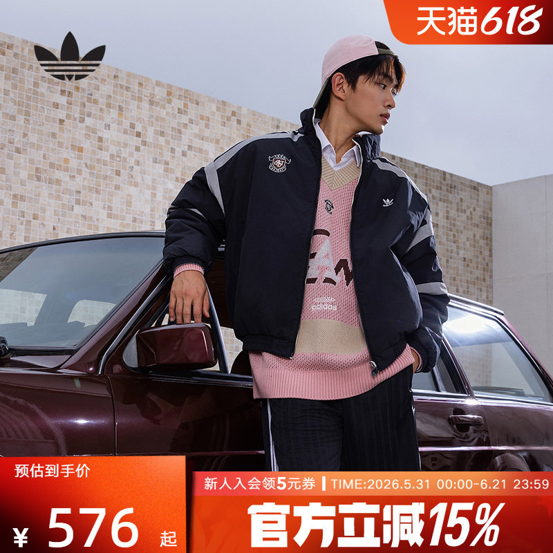 adidas阿迪达斯三叶草冬男子双面穿夹克运动休闲棉服外套KC0