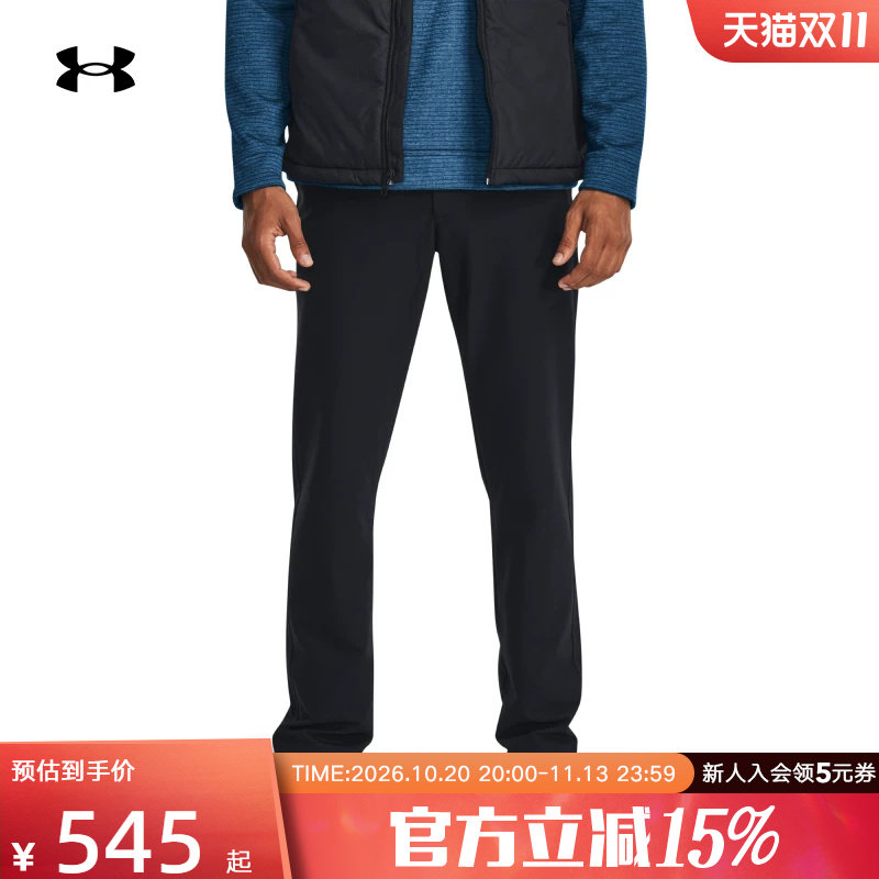 UA安德玛男裤秋冬新款裤子休闲直筒高尔夫运动裤长裤1379729-001