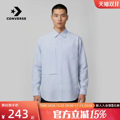 Converse匡威2026夏季男女同款翻领条纹休闲长袖衬衫 UCK061-BH0