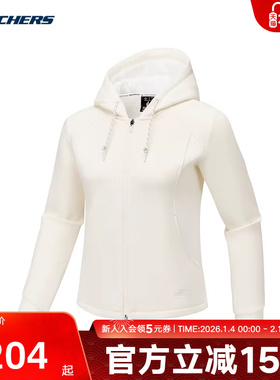 Skechers斯凯奇冬款女士柔软舒适透气休闲连帽外套 P425W065/0074