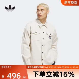 衬衫 开襟男灯芯绒运动长袖 JX5443 新款 adidas阿迪达斯三叶草冬季