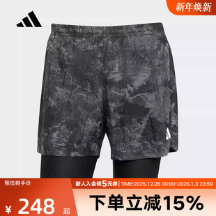 adidas阿迪达斯秋OWN男子舒适抽绳二合一跑步运动梭织短裤 JN9680