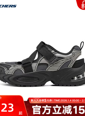 Skechers斯凯奇夏女时尚潮流透气魔术贴休闲凉鞋 177603/GUBK