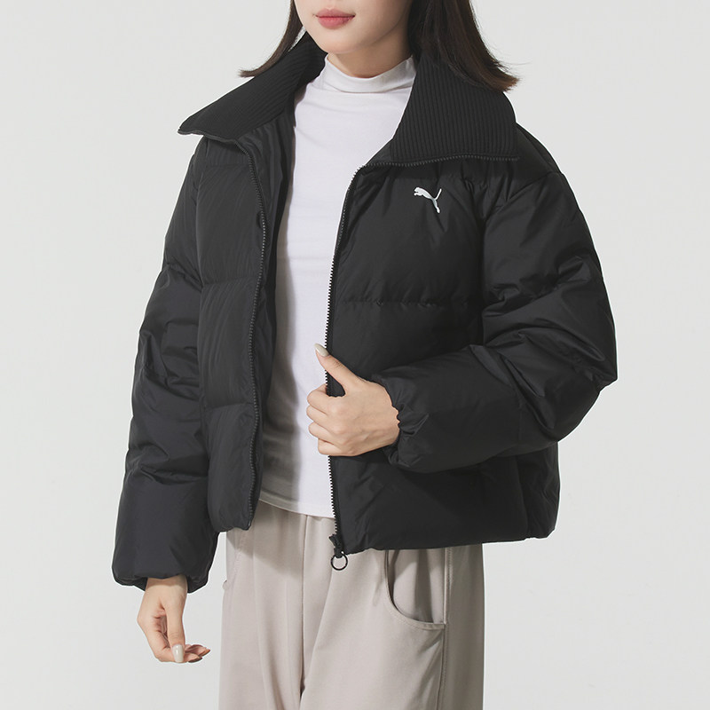 PUMA彪马羽绒服女款冬季新款休闲运动保暖黑色短款外套635807-01