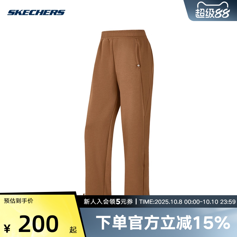Skechers斯凯奇女子冬新款休闲舒适直筒针织运动裤 P424W200/01J0