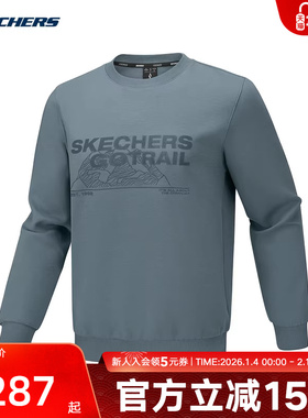 Skechers斯凯奇男卫衣图案印花舒适针织圆领套头衫P425M155/00VB