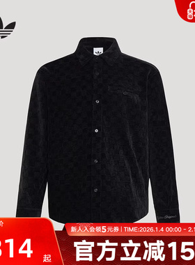 adidas阿迪达斯三叶草高级感商务梭织提花宽松长袖衬衫男 KU5615