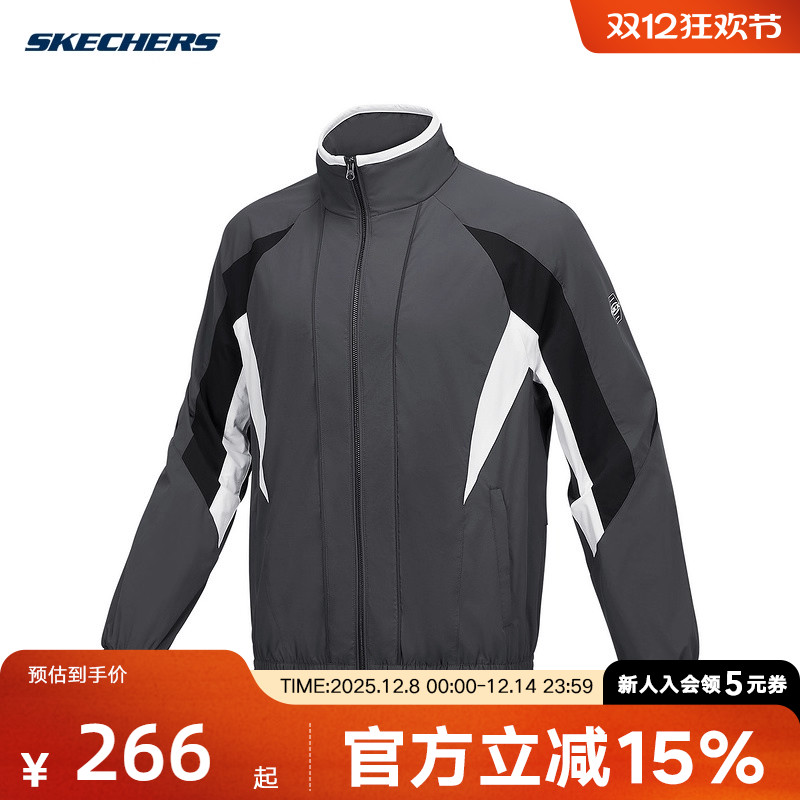 Skechers斯凯奇2025春季男子运动休闲梭织夹克外套P424M084/02KY